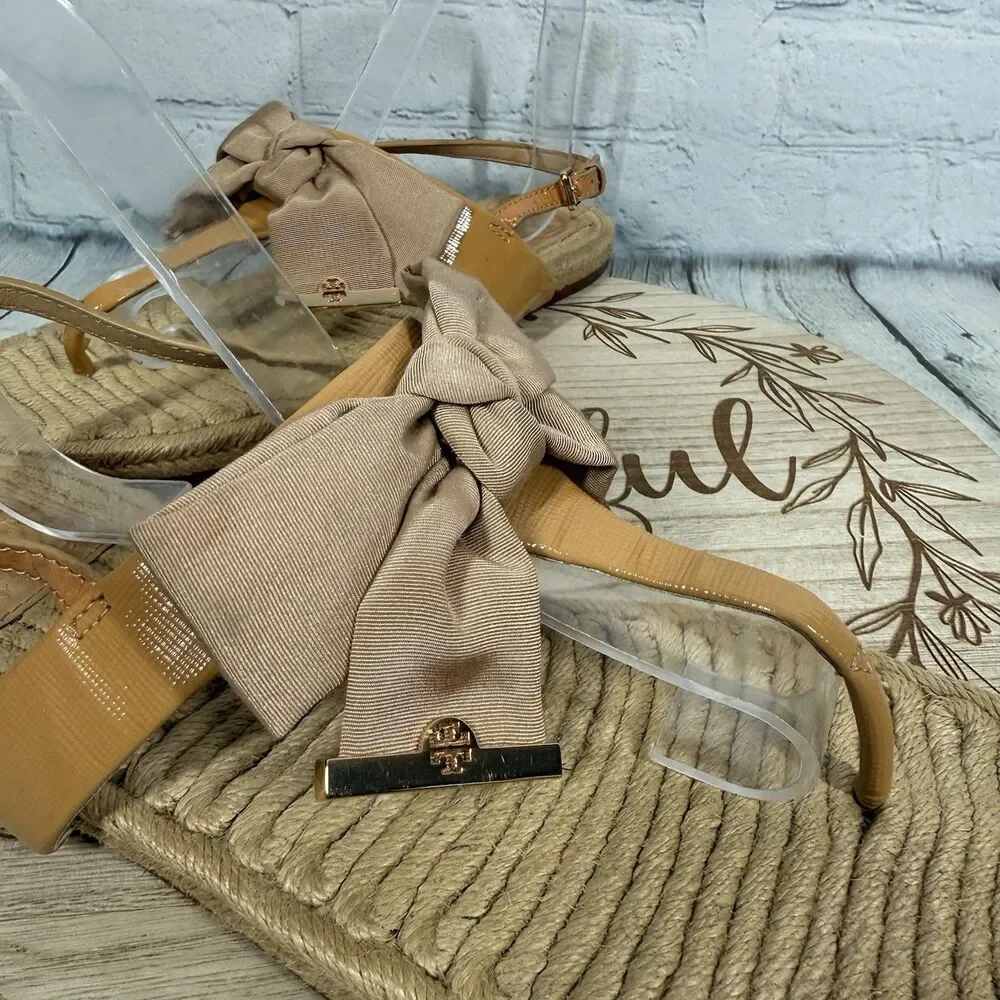 Tory Burch Bow Thong Sandals Women 11 Espadrille Jute Resort Coastal Boho